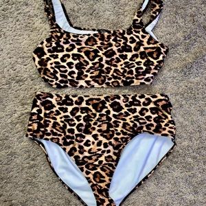 Boohoo leopard two piece swimsuit